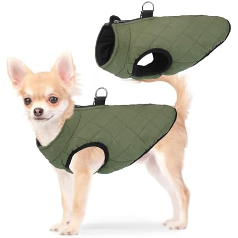 SCENEREAL Winter Dog Vest Coat with Harness Built in, Warm Dog Jacket for Small Medium Dogs, Dog Cold Weather Coats with Zipper, Fleece Puffer Vest Windproof Snow Clothes for Puppy Pet Cover