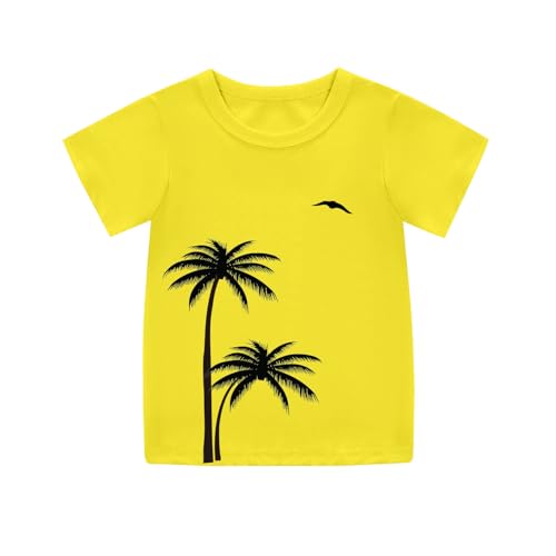 Image of Girls Hawaiian Print Beach T-Shirt Crew Neck Tops Summer Casual Short Sleeve Vacation Tees for Kids Teen 1-14 Years