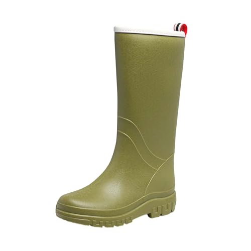 Botas de goma de media altura para mujer, impermeables, botas de lluvia modernas, verde, 39 EU
