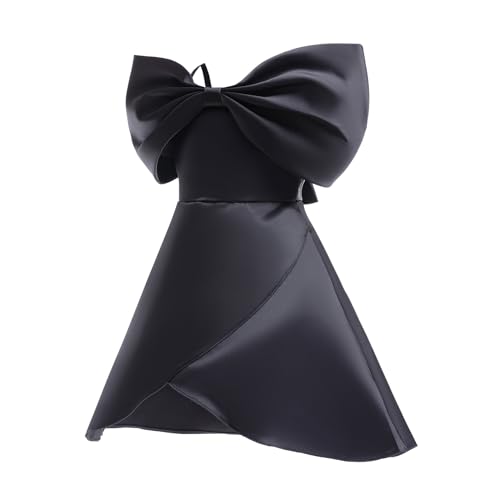 Girls Dresses Solid Color Dress Satin Princess Dress Big Bow Knot Latin Performance Dress2