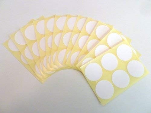 Pack of 72, 30mm Round, White Plastic Circle Labels, Permanent Adhesive, Sticky Durable Waterproof Poly dot Stickers