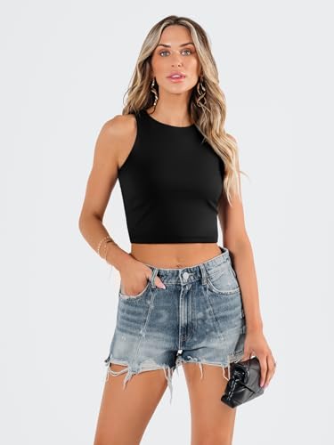 Image of EFAN Womens Sexy Sleeveless Double Lined Crop Tops Workout Cute Tight Racerback Tank Tops Summer Clothes Teen Girls 2025