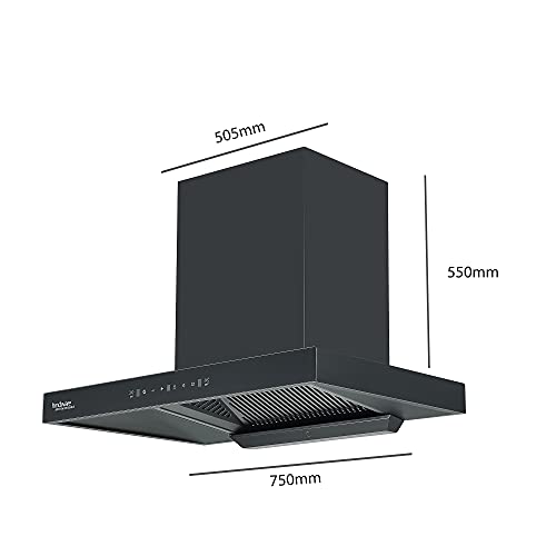 Image of Hindware Smart Appliances Atlanta 75 cm Chimney |1350 CMH | Auto Clean | MaxX Silence | Filterless | Touch Control, Motion Sensor | 10 Yrs Warranty on Motor & 2 Yrs on Product (Black, 32% Less Noise)