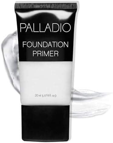 Palladio Foundation Primer, Lightweight and Velvety Primer with Aloe Vera and Chamomile, Wear Alone or As Foundation Base, Minimizes Fine Lines and Pores, Helps Makeup Last Longer, 0.674 oz Clear