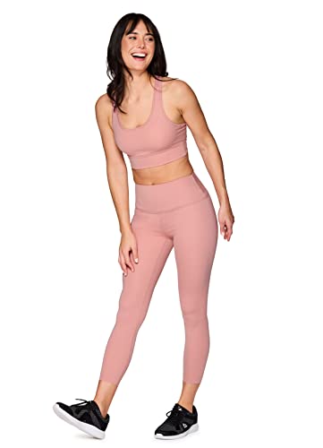 Rbx Women's Sports Bra, Soft Racerback Low Impact Yoga Bra Space Dye Light Pink L #TOP1