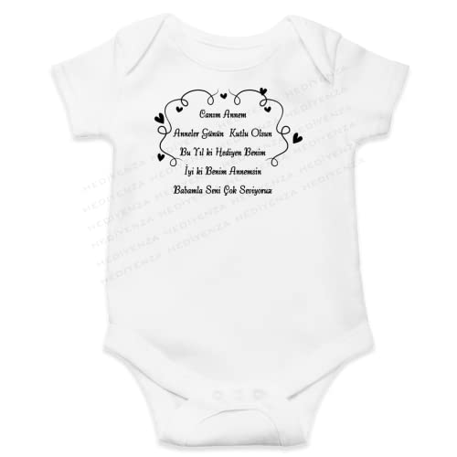 Canım Annem Anneler Günün Kutlu Olsun Babamla Seni Çok Seviyoruz Design - 0 Cotton Baby Body Suits - Express Shipping (24-36 Months Kids EU (98 cm))
