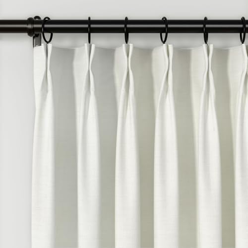 ChadMade Living Room Heavyweight Curtain 96 Inches Long, Pinch Pleated Light Filtering Curtain Vintage Window Treatment for Home, Star White, 1 Panel, 42 W x 96 L Inch