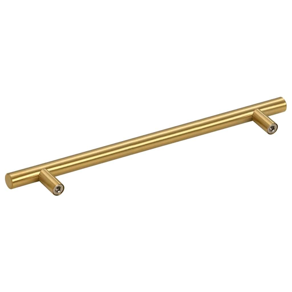 Tiradores de muebles de acero inoxidable dorado en forma de T, 192 mm, distancia entre orificios, juego de 5 unidades, para armario, cajón, puerta, cómoda, cocina, baño, resistente a la