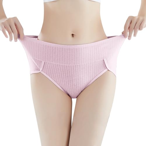 Bragas para mujer de gran cintura alta cortada de cintura alta y cómoda transpirable cubierta completa posparto slip femenino color sólido cómodo antibacteriano ganador elevador bragas mujer, Light