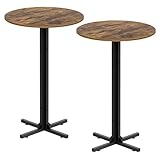 YATINEY Mesa de Bar Redonda de Estilo Industrial, Marrón Rústico y Negro XBT10L2BR