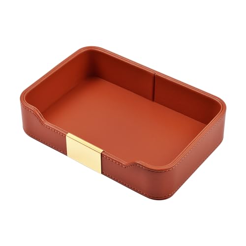 XNONE Leather Jewelry Tray Desktop Storage,Luxury Perfume Tray Nightstand Organizer Entryway Decorative Tray,for Jewelry Watch Cosmetics Keys Phone Wallet Home & Office Accessories,Orange by XNONE - Used condition - US$13.53