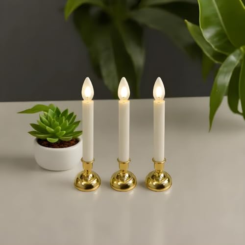 Image of Brite Star Battery Operated 10-inch Tiffany LED Candles - 3 Count Flameless Candles with Timer- Perfect for Home Decor
