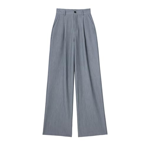Pantalón Bootcut Mujer Sastre - Pantalón sastre de corte suelto con dos bolsillos Pant Cintura elástica Pantalones Color Sólido Pants Chic Y Elegant Pant Stretch Pantalones, gris, L