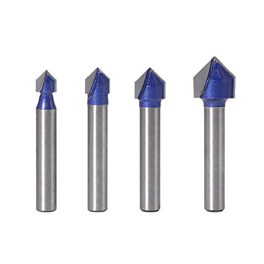 90° V Groove Router Bit Set - 4 Pieces