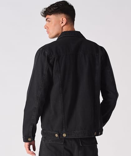 Image of JMOJO Jean Jacket Men - Button Down Trucker Style with Functional Pockets - Classic Mens Denim Jackets for Casual Outfits
