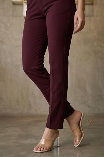 Image of modny Formal Trousers for Women Premium Polycotton, Regular Fit, Straight Pant for Girls | Ideal for Office, College & Professional Wear