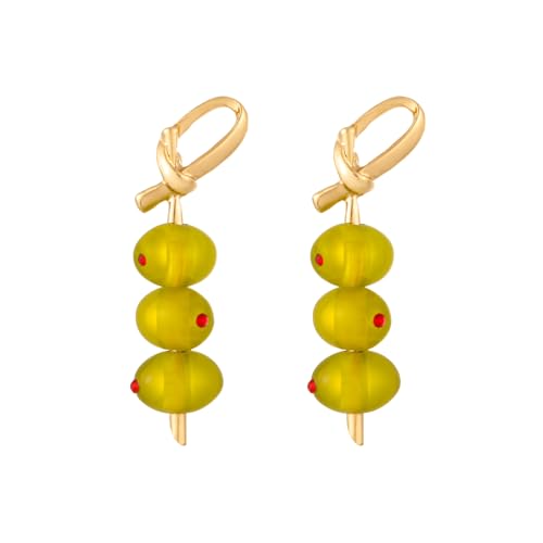 Madison Tyler Olive Earrings for Women | Gold Plated Green Dangle Earrings | Fun Fruit Drop Earrings for Women Jewelry Gifts