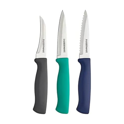 Farberware Paring Knife Set, 3-Piece, Blue