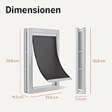 Amazon Basics Verstellbare Hunde- und Katzentür aus Kunststoff, Groß, 50,8cm x 33,8cm x 11,3cm, Weiß und Grau