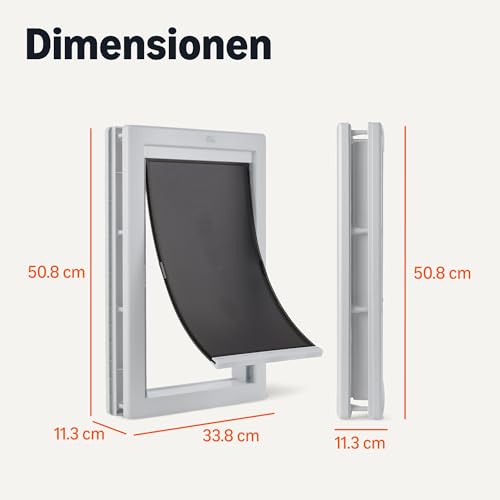 Amazon Basics Verstellbare Hunde- und Katzentür aus Kunststoff, Groß, 50,8cm x 33,8cm x 11,3cm, Weiß und Grau
