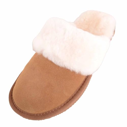 Absolute Footwear Women's Sheepskin Mule Slipper, Chestnut, UK 8 / EU 41