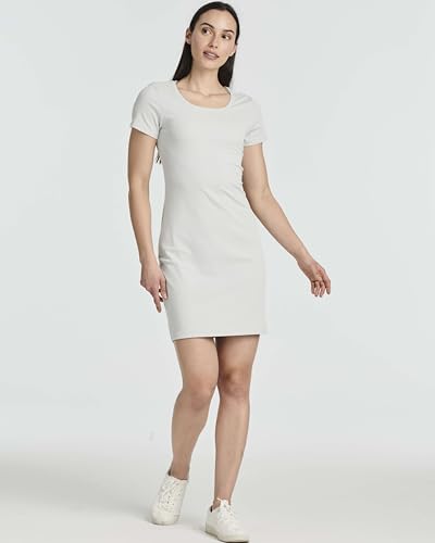 Image of Real Essentials 3 Pack: Women's Ribbed Mini Dress - Short Sleeve T-Shirt Dress Slim Fit Casual Summer Dress