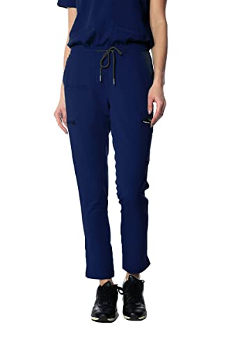 Members Only Women's Reus Open Bottom Scrub Pant - Petite (Navy, Large)