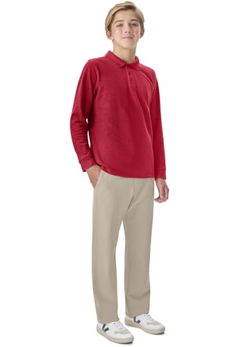 Image of Classroom Uniforms Long Sleeve Pique Polo T-Shirt for Men and Women CR835X, 2XL, Red