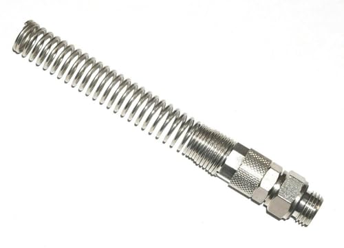 Rectas de rosca con muelle protector, atornillado rápido, latón niquelado para conectores manguera aire comprimido 6 x 4, 8 x 6, 10 x 8 12 x 8 y 12 x 10 (3/8'', 12 x 8 exterior x interior)