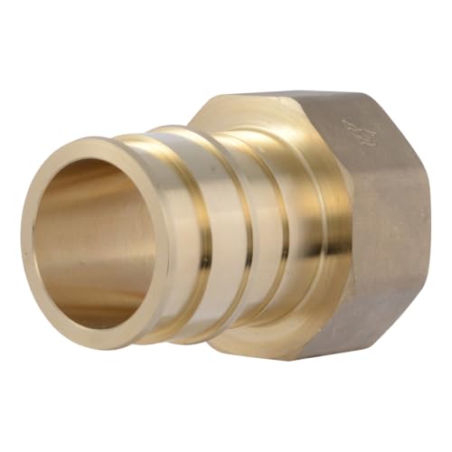 Image of SharkBite 2 Inch Expansion FNPT Adapter for PEX-A Pipe, Pack of 5, Brass Plumbing Fittings, Female NPT Adapter for PEX-A Tubing, UAB115450F
