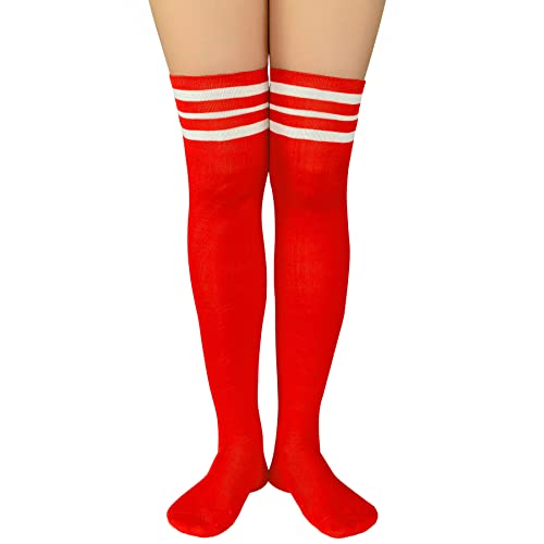 Image of Zando Womens Stripes Thigh High Socks Thigh Highs Casual Knee High Stockings
