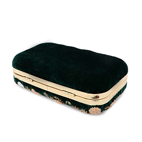 Image of Umera clutch entire heavy embroidery and is a stunning Women' Evening Clutch Purse with Detachable Chain Strap Closure Handbag Suitable for Weddings Proms Night Out Luxury Glam Handbag