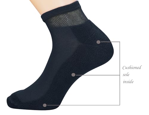 Yomandamor Men's 5 Pairs Low Cut Diabetic Socks with Cushion Sole and Seamless Toe3