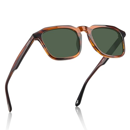 Image of CARFIA Retro Sunglasses for Men Polarized UV400 Protection, Hand-crafted Acetate, 60s Style Square Cool Sun Glasses