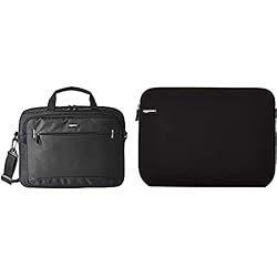 Amazon Maletin Para Portatil Amazon Basics - Maletín compacto para portátil con correa para el hombro y bolsillos para accesorios + NC1303153 - Funda para ordenadores portátiles