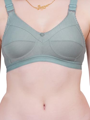 Image of Women Non Padded Bra in B & C Cup - Made of Pure Cotton Full Coverage Non Wired Soft Cup for T-Shirt Saree Dress Sports Garment for Daily Use Everyday