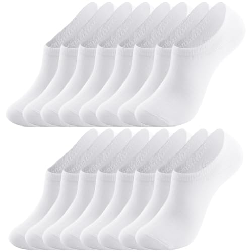 flintronic Sneaker Socken Damen, 8 Paar Damen Füsslinge Herren, No Show Socken mit Rutschfest Silikon, Unsichtbare Sneakersocken Unisex, Atmungsaktiv Kurzsocken Baumwolle 35-38/39-42