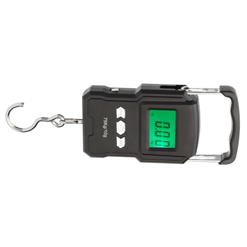 JOINPAYA Báscula para Equipaje Portátil de Pantalla LCD Digital Capacidad 75 Kg y Precisión 10 G Báscula Colgante Ligera ABS para y Pesca Empuñadura de Acero