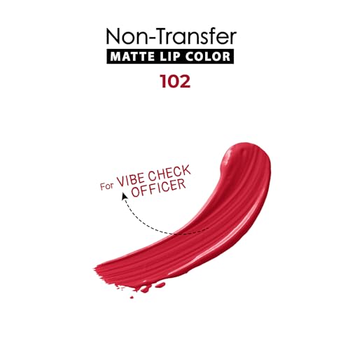 Image of Blue Heaven Non Transfer Matte Lip Color, Long Lasting upto 8 hrs, Light Weight & Smudge Proof, Non Transfer Liquid Lipsticks for Women, 102, 2.8ml