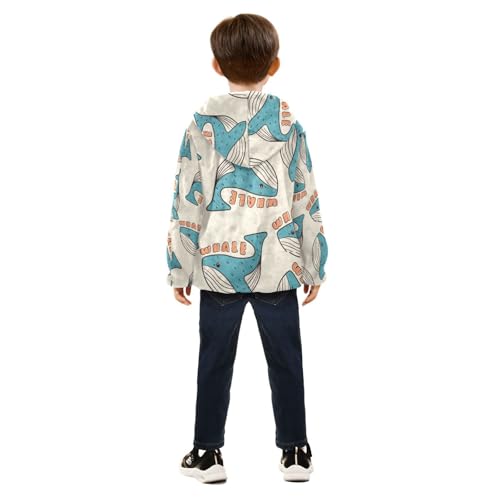 Cute Colorful Whale Girls Fleece Jacket Girls Fall Jacket Girls Zip Up Hoodie Girls Sherpa Jacket 2-10T4
