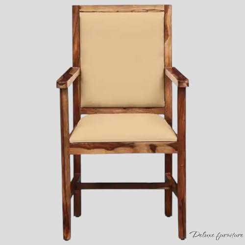 Image of Solid Wooden Chair | Arm Chair for Living Room, Bedroom & Home (48D x 53W x 99H Centimeters (Peshtigo-Rustic Teak, One Seat)