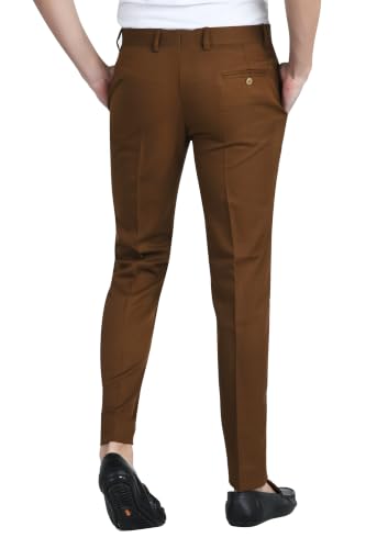Image of Men's Formal Slim Fit Trousers | Premium Poly Viscose Blend Office Wear Flat Front Pants | Wrinkle Resistant Business Casual Pants | Length 41 Inches.
