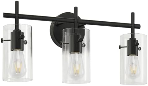 Bathroom Light Fixtures, 3-Light Matte Black Vanity Light, Black ...