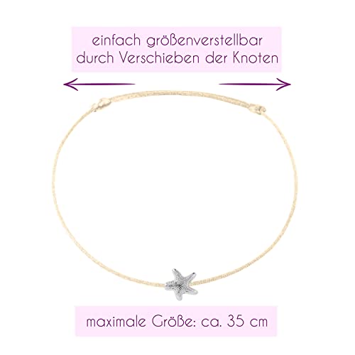 Anklet with Starfish Silver - Black Foot Chain Beach Jewelry Handmade Ankle Bracelet Adjustable Size3