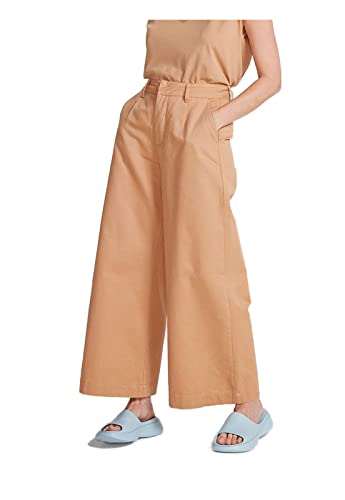 Calça Feminina Cintura Alta Wide Leg Em Sarja - Laranja 042