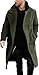 Runcati Herren Mantel Regular Fit Trenchcoat Langes Revers Zweireihig Wolle Business Winterjacke Peacoat, grün, XXL