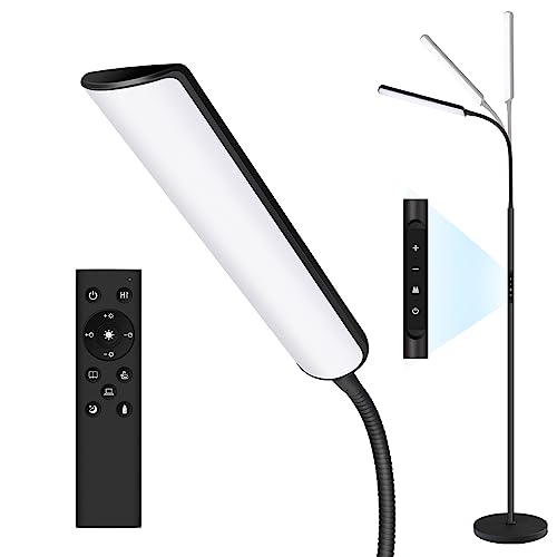 Horsdo Lámpara de Pie, Brillo y Temperatura del Color Ajustables sin Escalas, Control Remoto y Táctil, Lámpara de Cuello de Cisne Ajustable,con Temporizador, para Salón, Dormitorio,Oficina