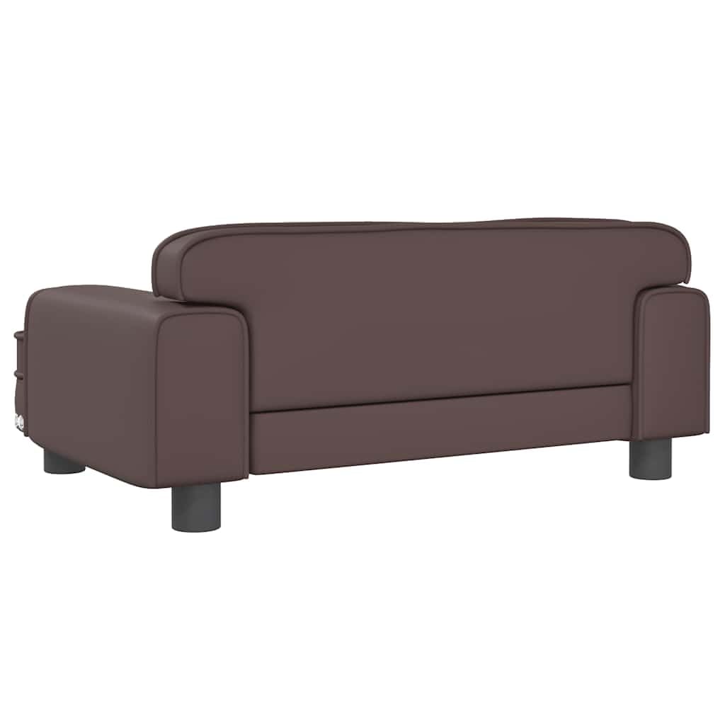 Sofa dziecięca brązowa, 70 x 45 x 30 cm, sztuczna skóra, tapicerka piankowa, rama z drewna sosnowego, meble do siedzenia do pokoju dziecięcego, dla 3 do 6 lat, obciążenie do 50 kg, przytulne