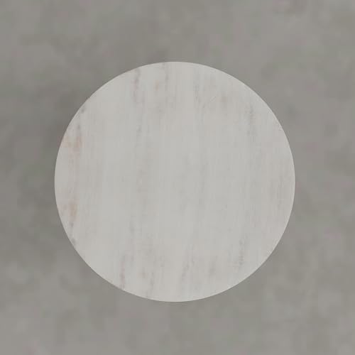 Image of SIMPLIHOME Robbie Accent Table - 16 inch Wide Solid Mango Wood End Table in Distressed Aged White, Boho Contemporary Rustic Side Table for Living Room or Bedroom with Multipurpose Function, Assembled