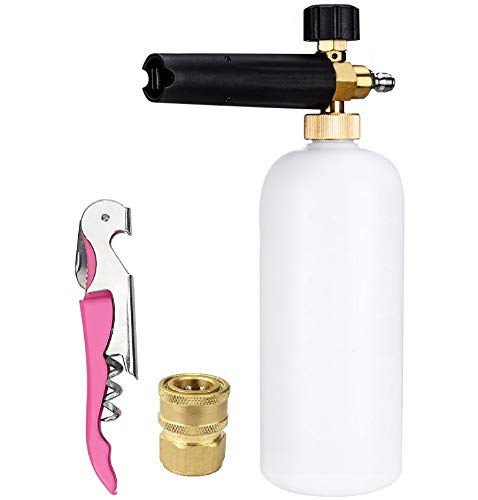Corslet High Pressure Snow Foam Cannon Lance Wash Gun Car Shampoo Bottle Can with 1/4″ Quick Release Adjustable Connector and Bottle Opener